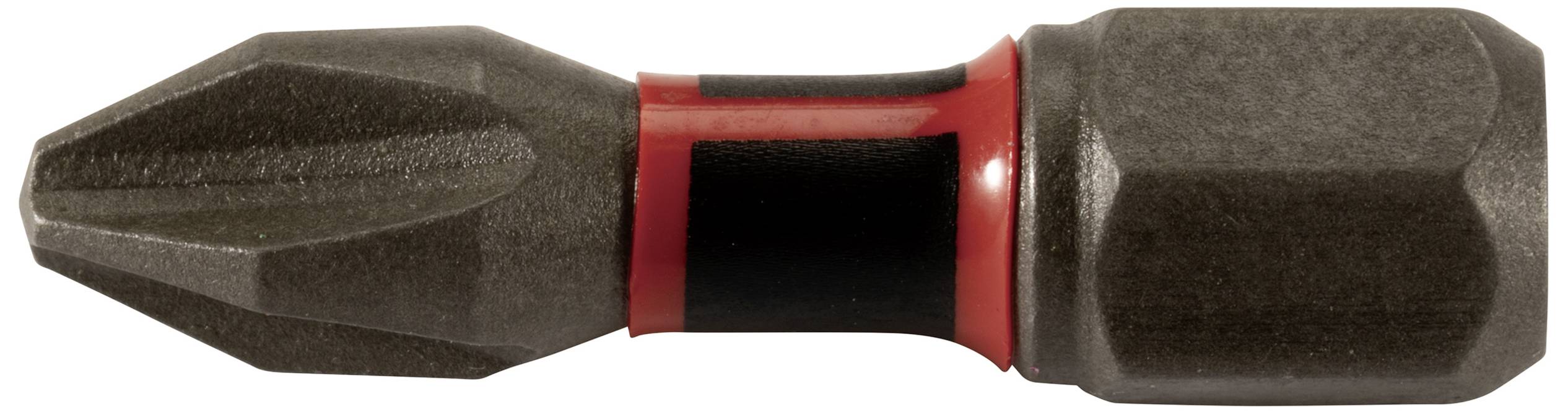 Cross-head screwdriver bit with red and black ring in the centre, suitable for electric or manual screwing.