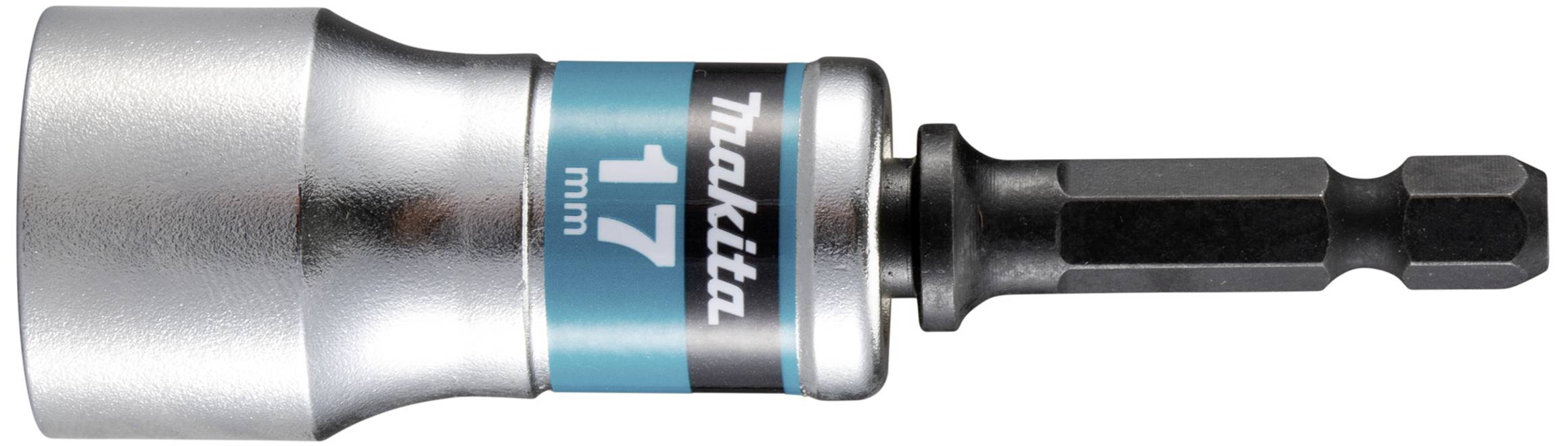 Pictured is a Makita socket wrench with a size of 17 mm, suitable for use with a cordless drill.