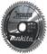 Circular saw blade with 'Makita' and 'Specialized for Cordless Saws' printed on it. Contains additional specifications and symbols.