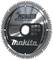 Circular saw blade with the inscription 'SPECIALIZED for cordless saws'. The brand name 'Makita' and technical specifications are visible.