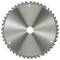 Metal circular saw blade with sharp teeth around the edge, suitable for cutting wood or other materials.