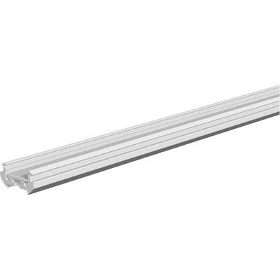 A long silver aluminum extrusion rail with a grooved channel, shown in perspective on a white background.