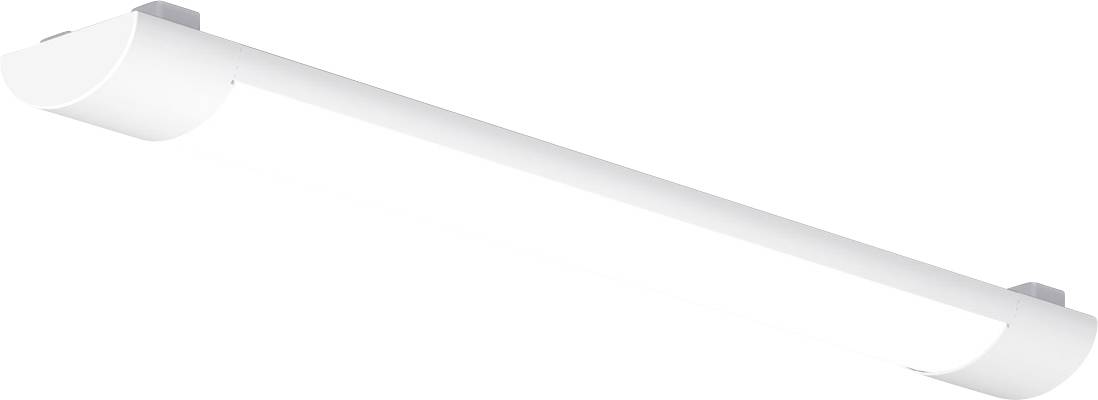 White fluorescent tube light fixture shown diagonally on a plain white background.