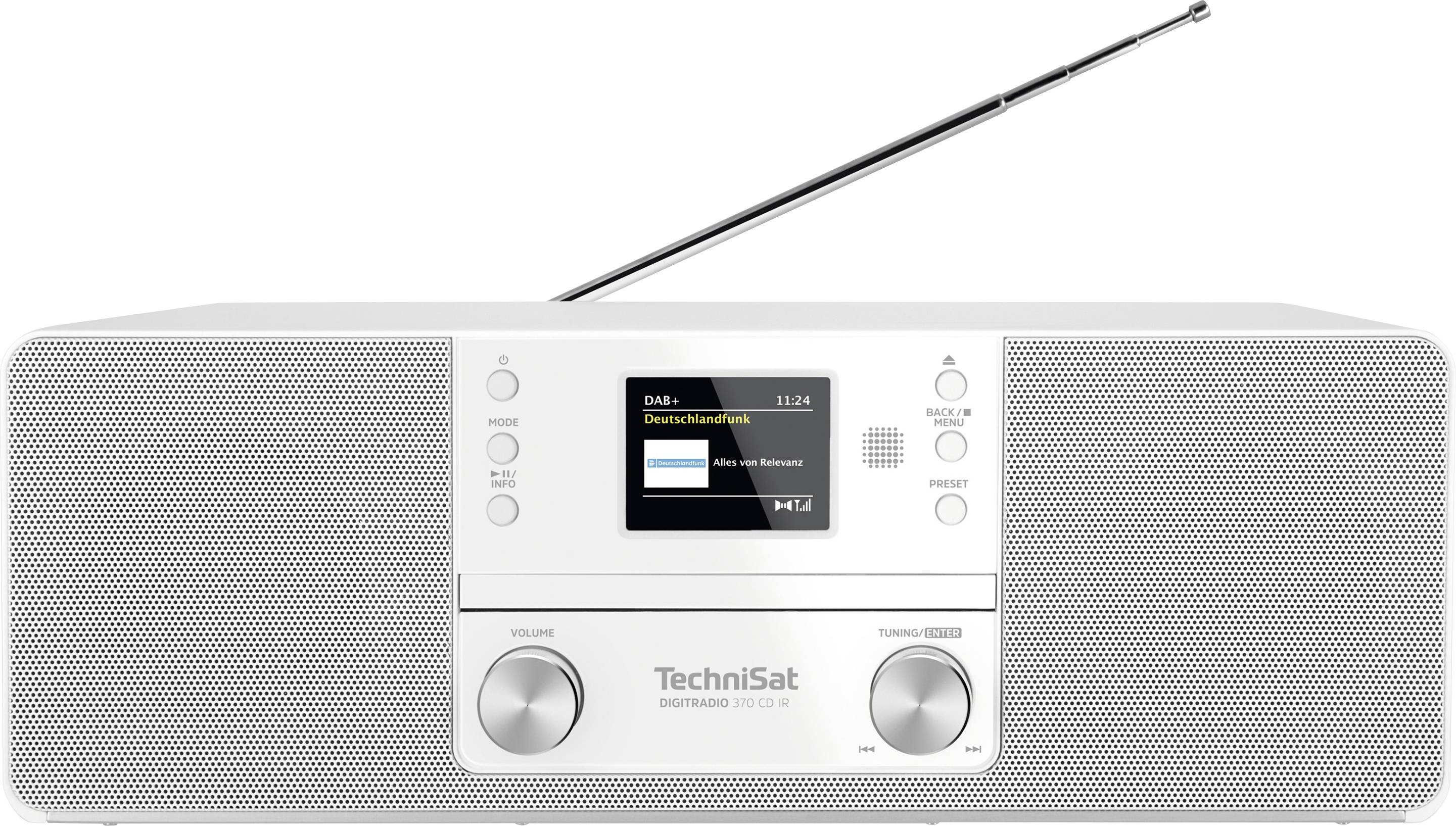 TechniSat DIGITRADIO 370 CD IR Desk radio DAB+, DAB, FM, Internet Wi-Fi, Bluetooth, CD, USB, Internet radio Incl. remote control White