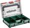Small, open storage box by Metabo with multiple compartments for organising tools or small parts.