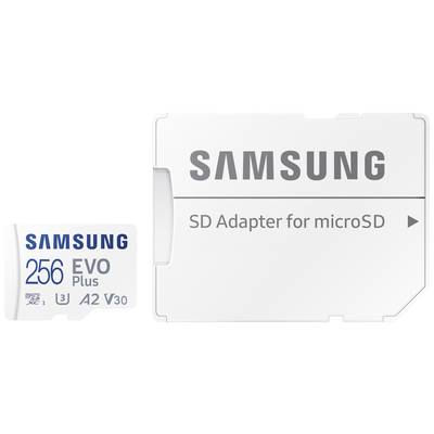 Samsung EVO Plus SDXC card  256 GB Class 10, Class 10 UHS-I, UHS-I, v30 Video Speed Class A2 rating, incl. SD adapter, s