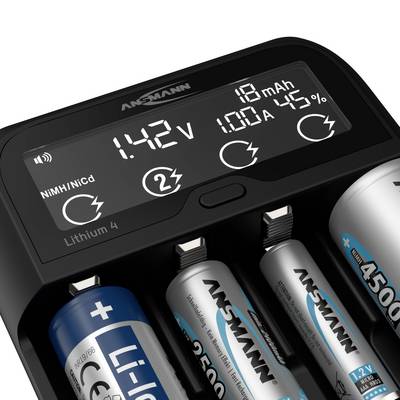 Ansmann Lithium 4 Charger for cylindrical cells LiFePO, Li-ion, NiCd, NiMH 10340, 10350, 10440, 10500, 10350, 10440, 105-6