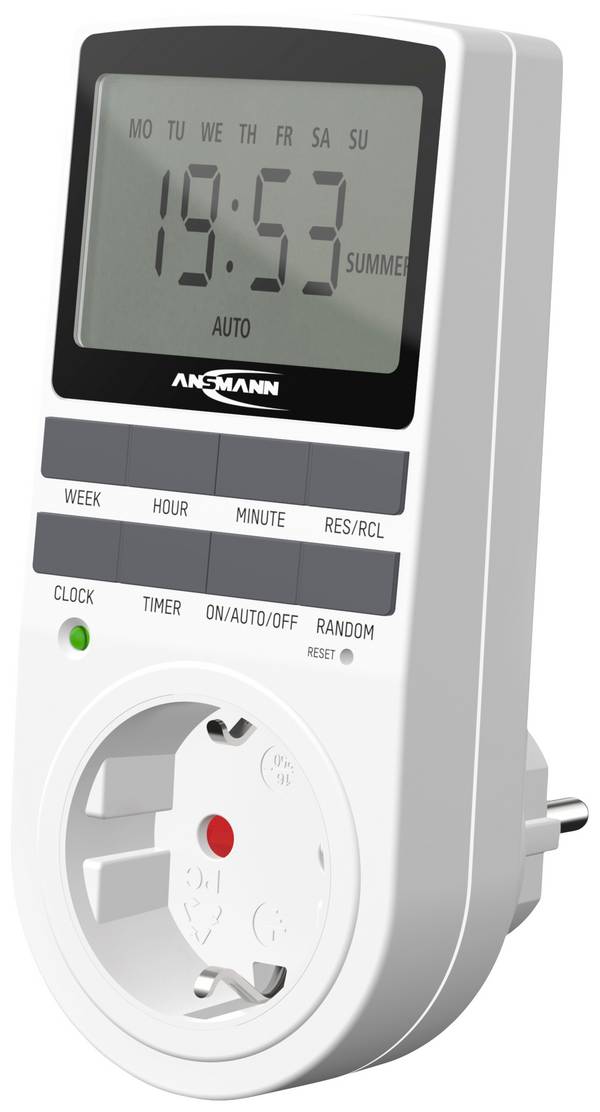 Ansmann 1260-0006 Timer software package digital 24h mode, 7 day mode 3680 W IP20 24/7 operation, Programmable ON/AUTO/OFF settings, Progammable, Daylight savings control, Holiday program mode, RND mode, Program loops