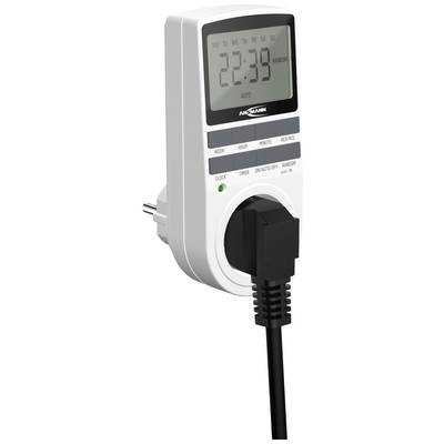 A digital timer is plugged into a socket, displaying the time as '22:39'.