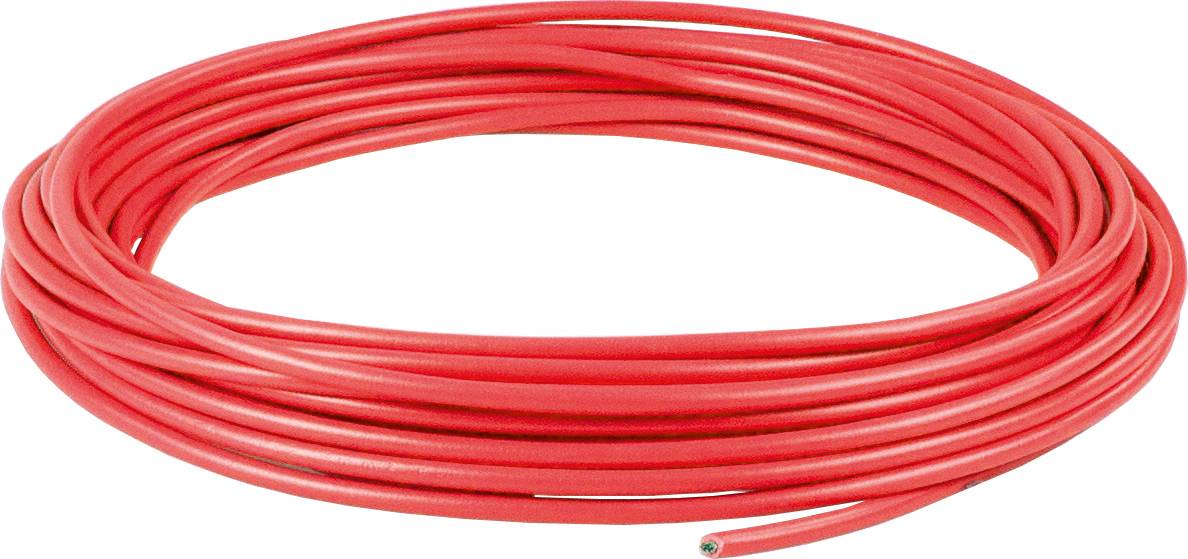 A red, coiled cable, unused and clean, is depicted on a white background for electrical installations.