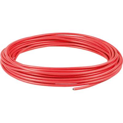 Reel of red electrical wire, coiled and ready for installation or use in electrical projects.