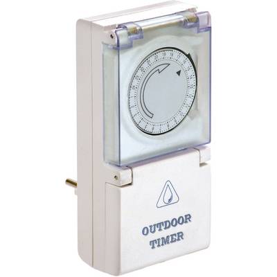 'Outdoor Timer' with an analogue display for setting time intervals; designed for use outdoors.