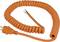 An orange spiral cable with a plug at one end and bare wires at the other end.