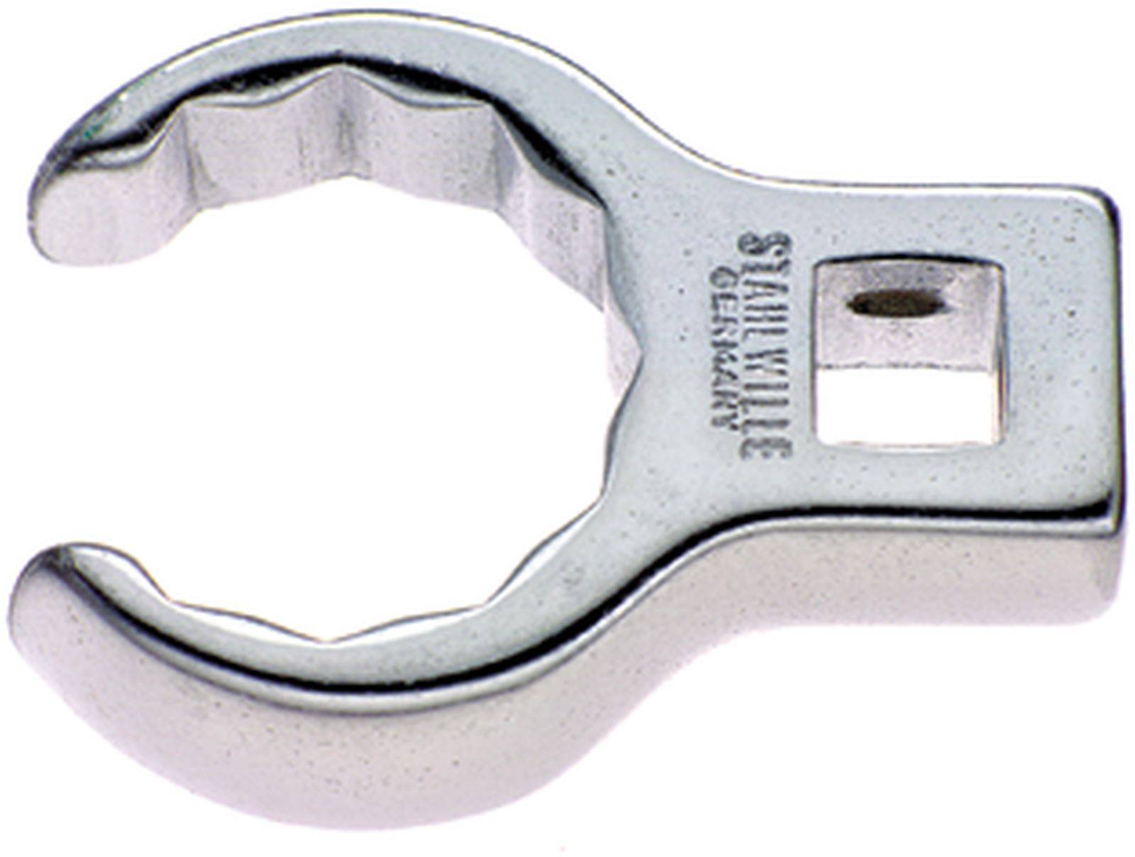 A chrome-plated steel adjustable spanner with an open, serrated jaw, suitable for specialised fastening connections in mechanical engineering applications.