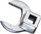 A silver spanner head with an open fork and square mounting device, suitable for precise screw work.