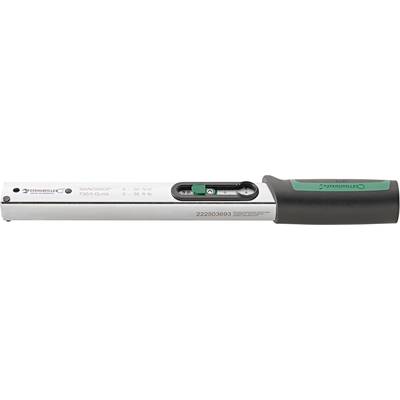 Torque wrench with scale and adjustment dial, ergonomic handle, suitable for precise tightening torques in mechanical applications.