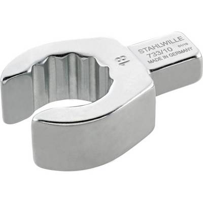 Open-ended spanner with serrated inner area, brand 'Stahlwille', model number 733/10, manufactured in Germany.
