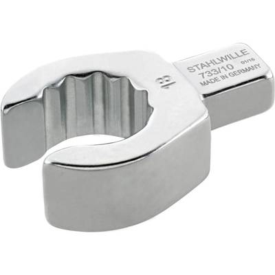 Pictured is a chrome-plated ring spanner insert with a round profile, size 18, by 'STAHLWILLE', manufactured in Germany.