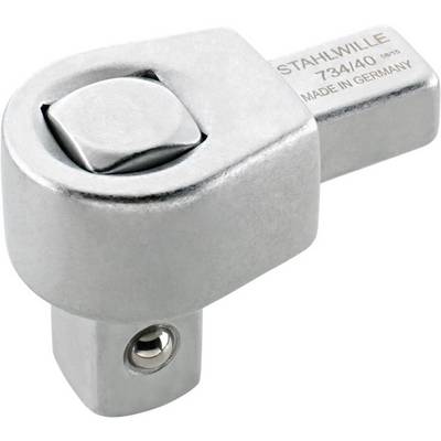 A silver metal workpiece marked with 'STAHWILLE 734/40' and 'MADE IN GERMANY'.