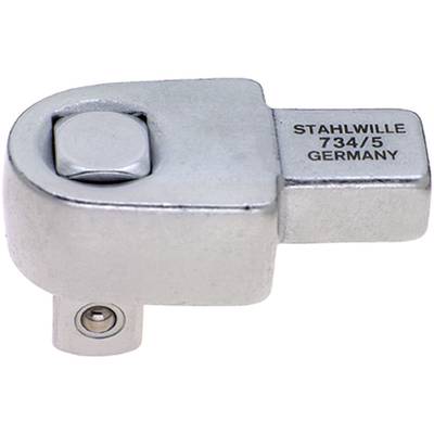 Metal adaptor, rectangular shape, with square shank. Labelled with 'Stahlwille 734/5 Germany'. Connects tools of different sizes.