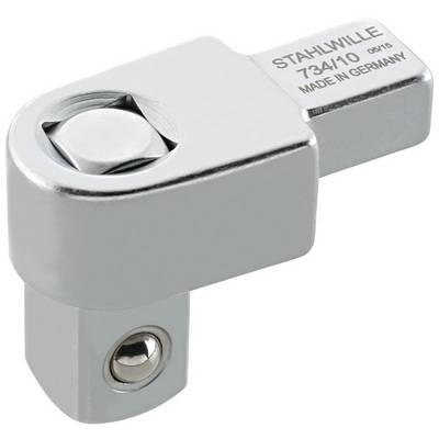 Metallic joint adapter with lockable mechanism, embossed text 'STAHLWILLE T34/10 MADE IN GERMANY'. Connects two parts.