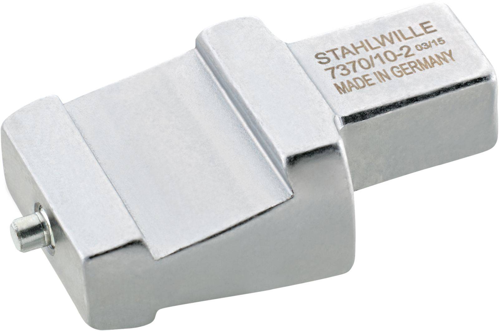 Metallic tool adapter by Stahlwille, Model 7370/10-2, with embossed inscription 'Made in Germany'.