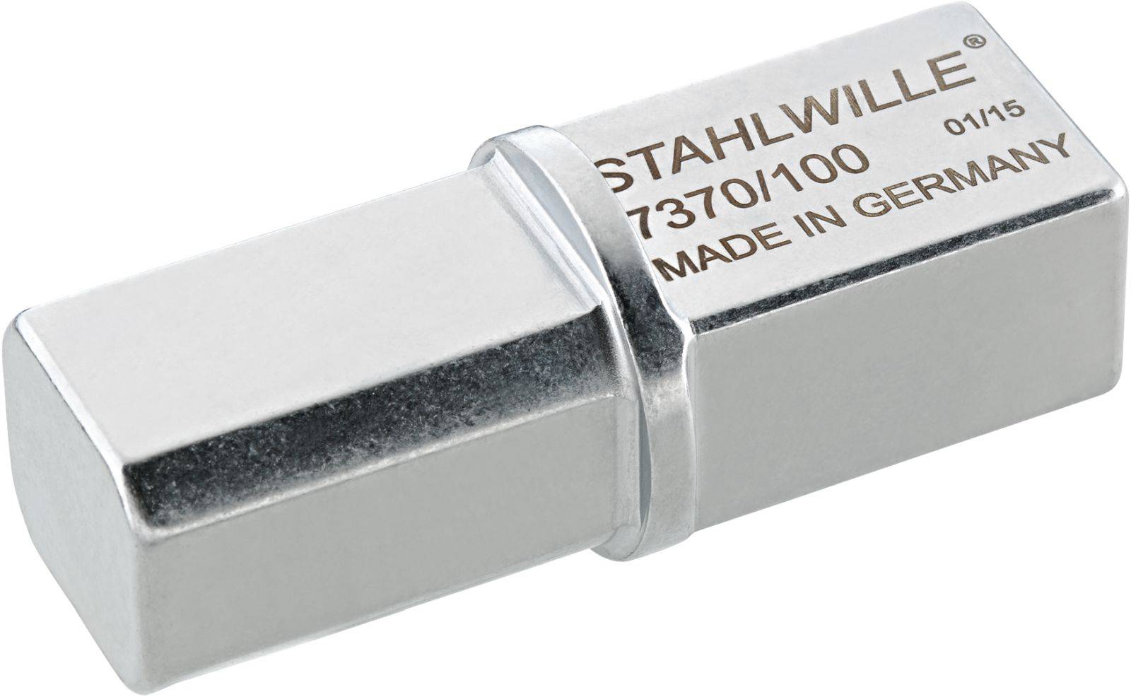 Metallic tool with the inscription 'Stahlwille 7370/100, Made in Germany'. Rectangular shape, glossy surface.