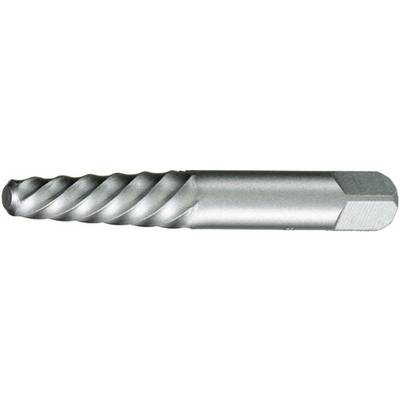A silver metal tool with spiral-shaped cutting edges, most likely a tap, on a white background.