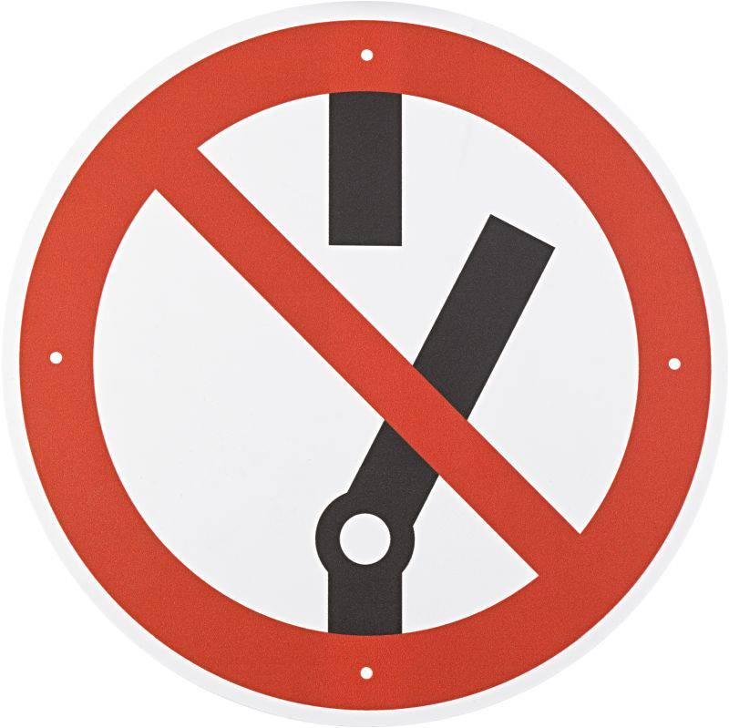 Prohibition sign 'No Vennbahn Cycle Path Permitted'. Red circle with diagonal line, stylised rail and wheel motif crossed out.