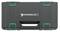 A black tool case with the 'STAHLWILLE' logo printed on it. The case has green latches and a carrying handle.