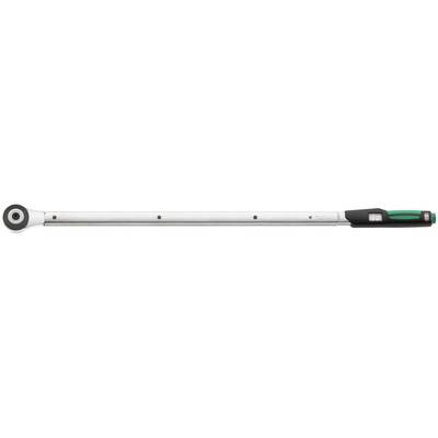 A long screwdriver with a green and black handle and a metal shaft marked with black dots along its length.