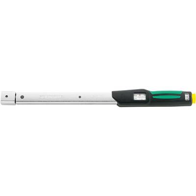'Digital torque wrench with green handle, displaying Newton-metre measurement.'