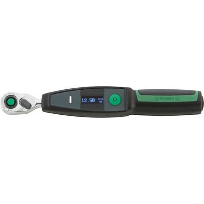 Electronic torque wrench with digital display, showing '12.59 Nm', green and black design, ideal for precise tightening moments.
