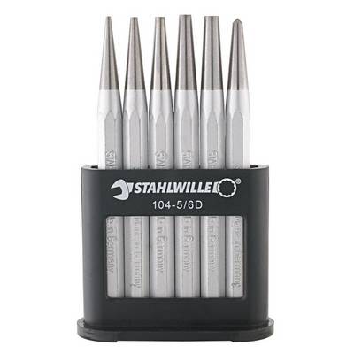 A six-piece set of steel cores in a black holder, with the inscription 'STAHLWILLE 104-5/6D'.