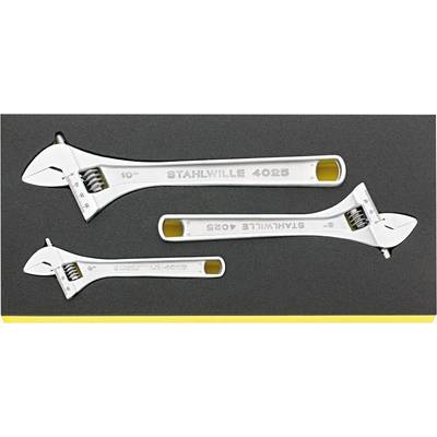 Three adjustable spanners on a dark background, in different sizes, with the inscription 'STAHLWILLE 4028'.