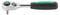 A silver ratchet with a black handle and green accents, suitable for tightening or loosening screws in confined spaces.