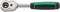 Ratchet with a green and black handle and metallic head, suitable for socket keys. Used for tightening or loosening screws.