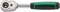 A ratchet tool with a black and green handle, used for tightening and loosening screws and nuts.