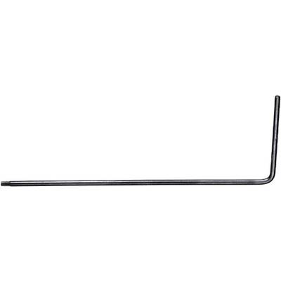 A long, thin metal rod is bent at a 90-degree angle.