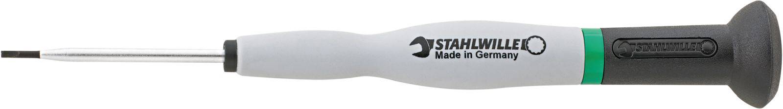 Screwdriver with grey handle and black cap, labelled 'STANVILLE Made in Germany'. Ideal for precision work.