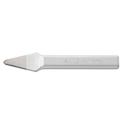 Metal soldering iron tip with bevelled point and 'Weller' marking.