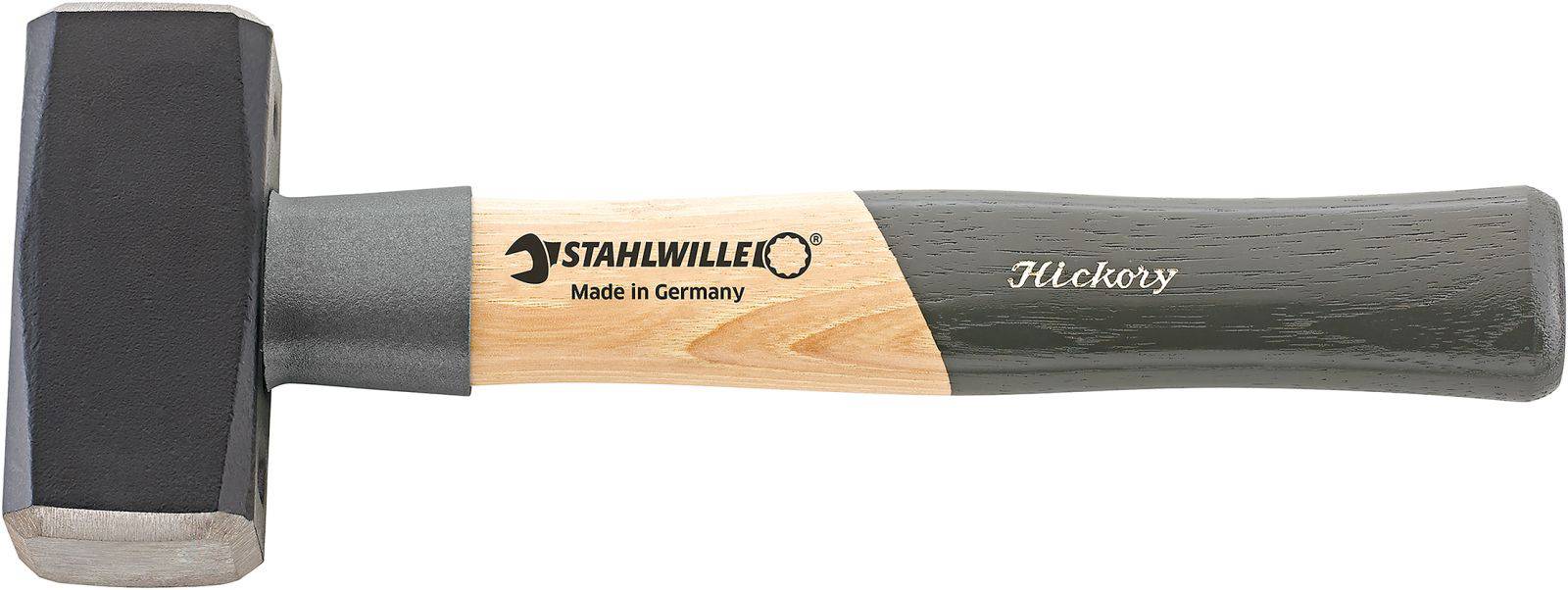A hammer with a wooden handle and black head. On the handle it reads 'Stahlwille Made in Germany' and 'Hickory'.