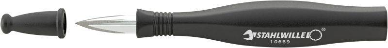 Black-grey valve installation tool by STAHLWILLE, consisting of a handle with a removable tip.