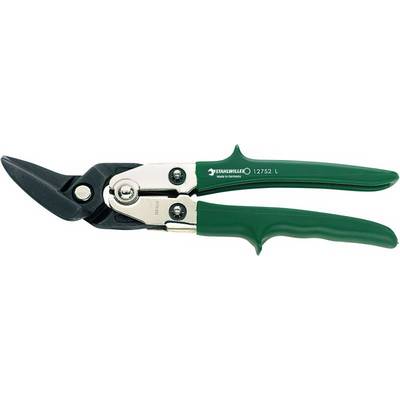 Hand shears with green handles, steel blades and screw mechanism, suitable for cutting sheet metal and other materials.