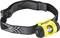 A yellow head torch with an elastic, black headband and pattern. Perfect for outdoor activities or working in low-light conditions.