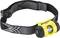 Head torch with a yellow casing and black, adjustable headband. Brand name visible on the lamp.