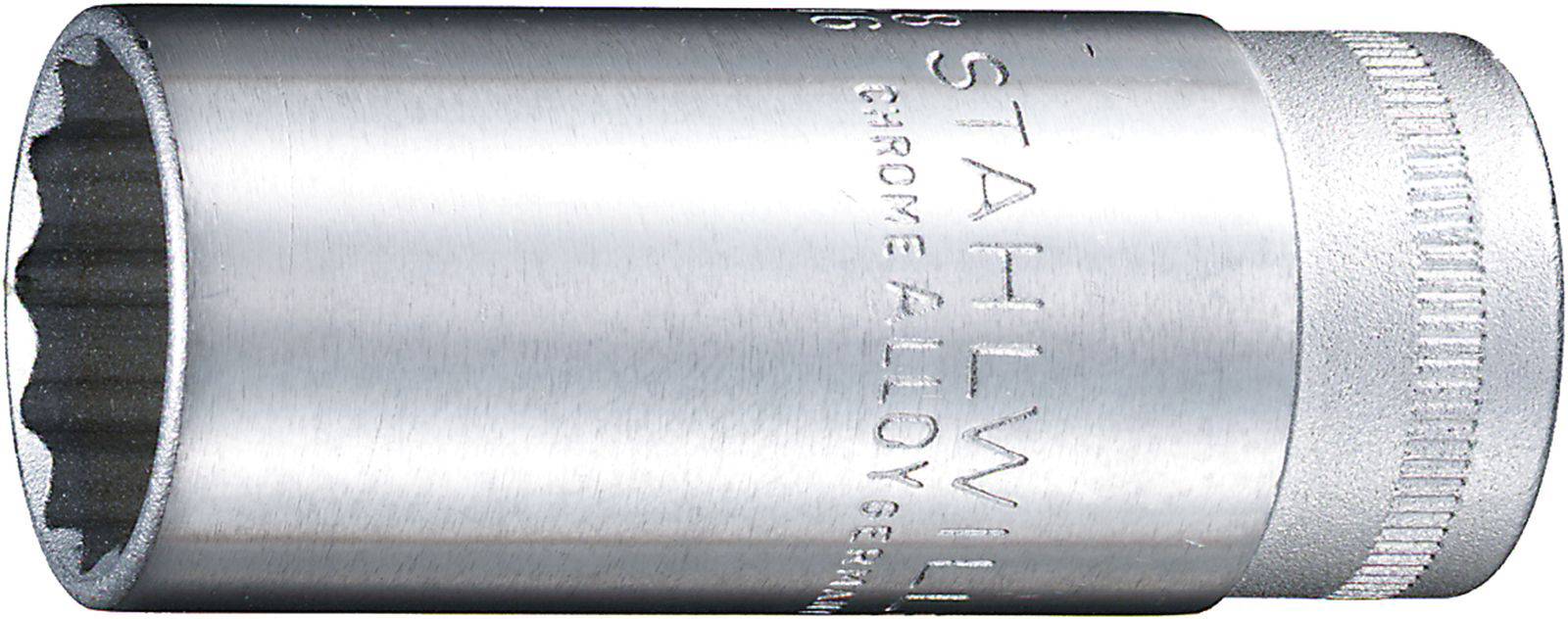 Chrome-vanadium spanner with knurled end, marked 'STAHLWILLE' and country of origin.