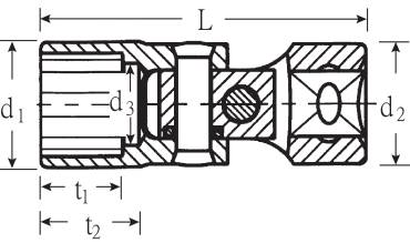 Technical drawing of a mechanical connection with various sections and dimensions showing a specific structure.