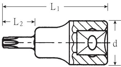 Technical drawing of a plug, side view with dimensions. Shows details of the plug structure and length L1.