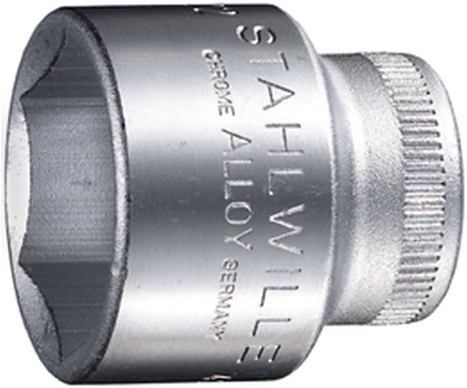 Metal screwdriver socket with the inscription 'STAHLWILLE, CHROME ALLOY, GERMANY'.